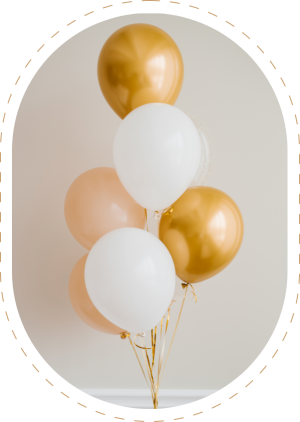 Ballons in gold, rosa & weiß